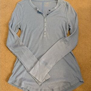 Aerie Sky Blue Long Sleeve Henley Top